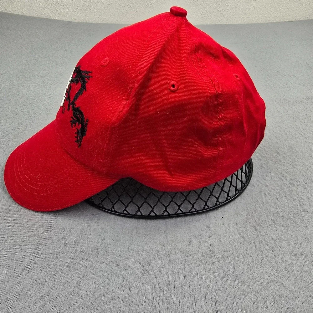 Dragon Baseball Cap Mens 58cm Red Embroidered Logo Cotton Casual Strapback Hat